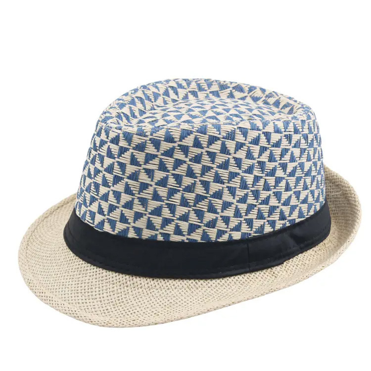 Wholesale Beach Sun Plaid Hat Paper Panama Fedora Straw Hat