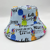 Cotton Summer Pineapple Unisex Fisherman Bucket Hat Custom Letter Print Bucket Hat