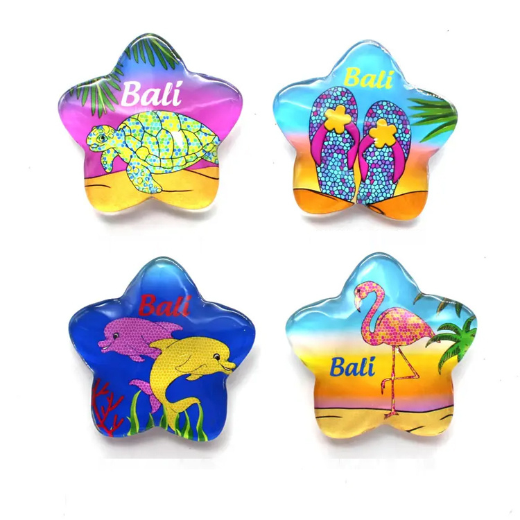 Custom Glass Refrigerator Magnet Island Beach Tourist Souvenir Star Fridge Magnet