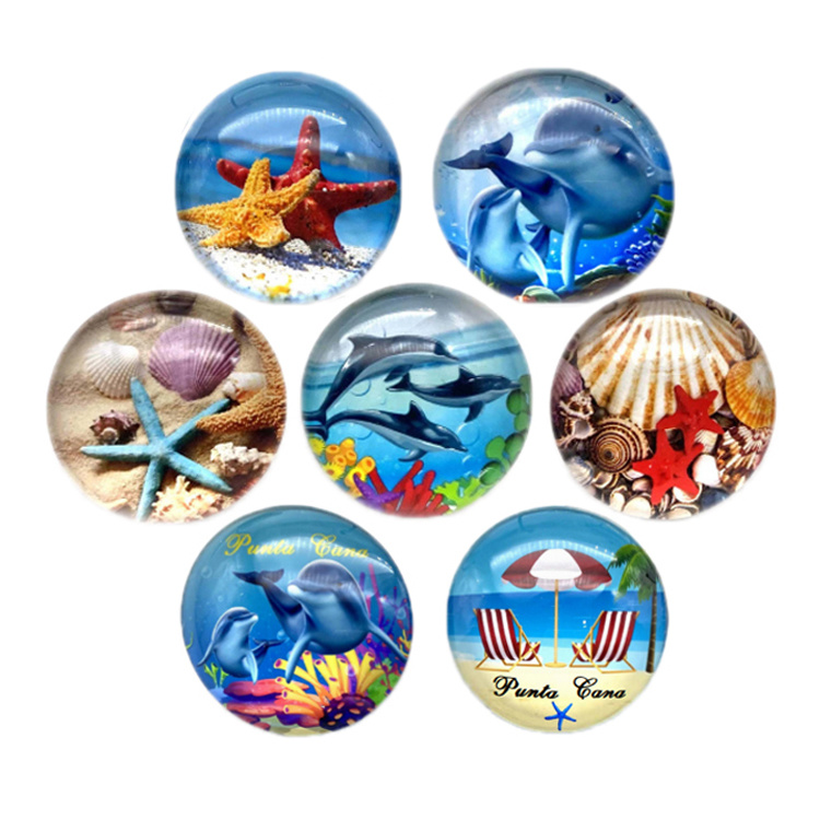 Custom Glass Refrigerator Magnet Island Beach Tourist Souvenir Star Fridge Magnet