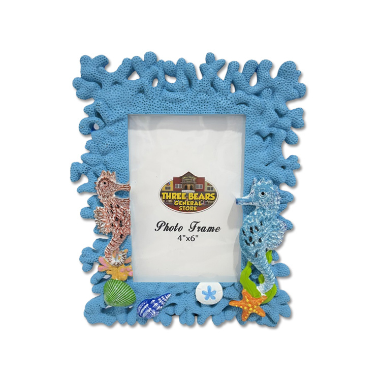 4X6 Inches Ocean Nautical Beach Souvenir Resin Shell Coral Photo Frame for Home Decor