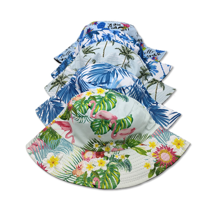 Custom Print Reversible Bucket Hat Cotton Sun Hat Summer Vacation Travel Beach Fisherman Hat