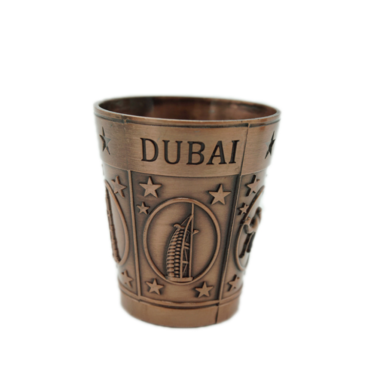 Custom Logo 3D Engraving Tourist Souvenir Metal Shot Glass