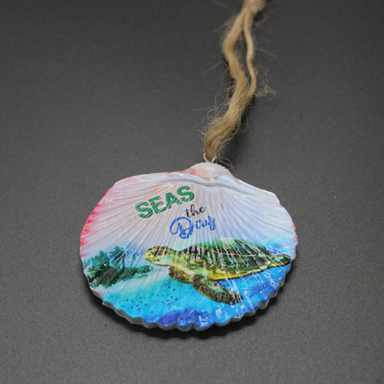 Wholesale Custom Printing Beach Souvenir Ceramic Christmas Ornament