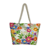 Custom Printing Casual Summer Canvas Flower Leaf Patterned Beach Tote Bag