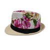 Wholesale Outdoor Beach Summer Men Straw Floral Hat Custom Logo Fedora Hat