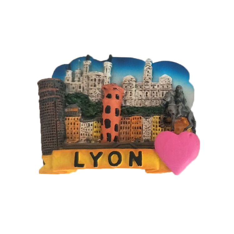 Custom Resin Craft Collection 3D Lyon France Fridge Magnet Travel Souvenir Fridge Magnet