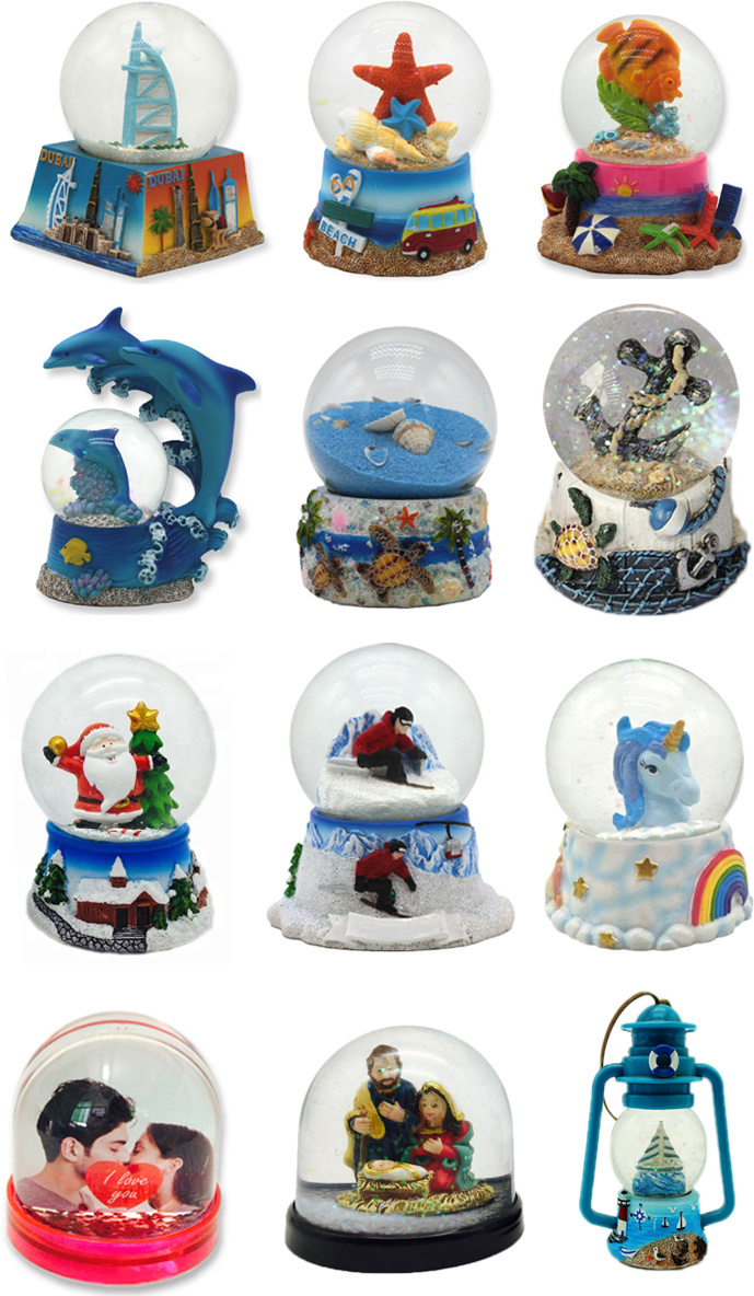 Customized Hand-Painted Polyresin Tourist Souvenir City 3D Building Snow Globe