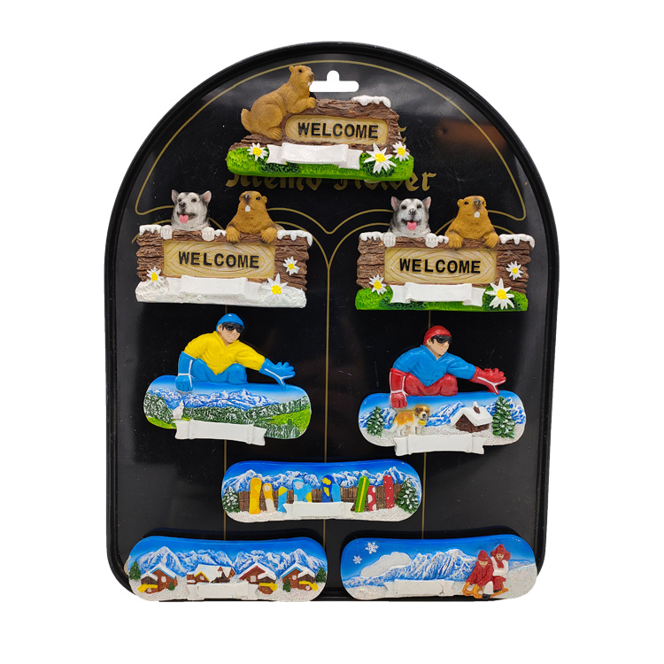 2022 Hot Selling European Tourist Souvenirs Snow Mountain Ski Souvenirs Fridge Magnets