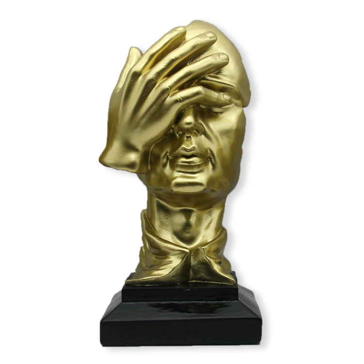 Thinker Statue, Silence Is Gold Abstract Art Figurine, Modern Home Resin Sculptures Decorative Desktop Decor