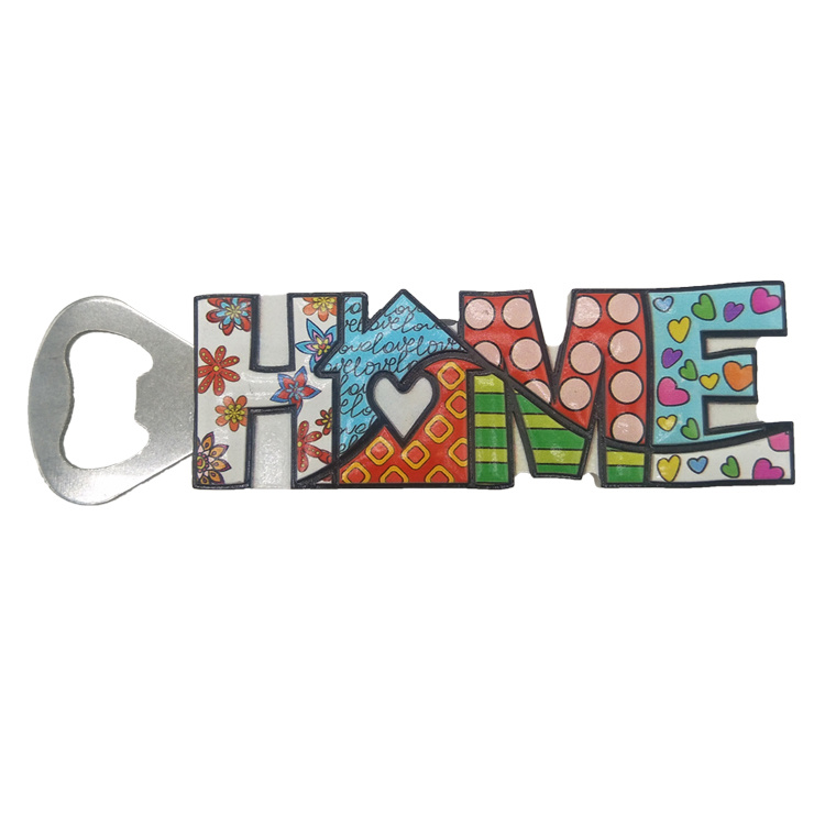 Custom Printed Letter Shape Beach Souvenir Resin Fridge Magnet Bottle Opener