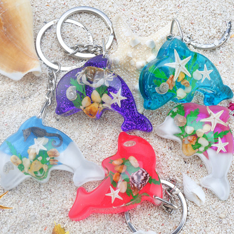 Seaside Tourism Souvenirs Ocean Keyring Sea Animal Resin Dolphin Keychain