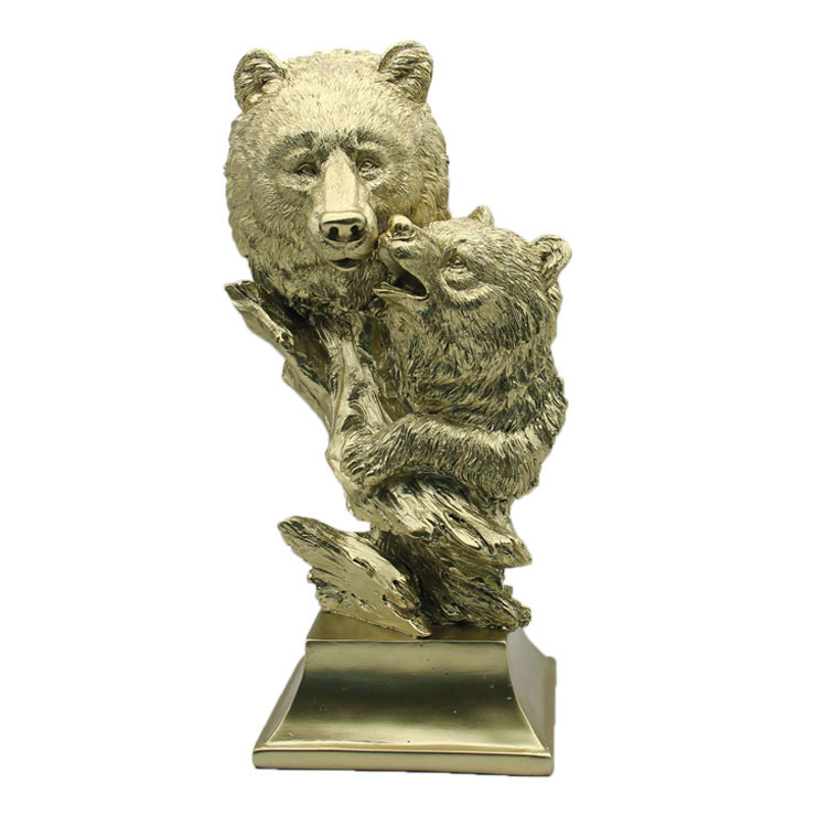 Nordic Modern Home Golden Lion Tiger Head Resin Animal Sculpture for Office Desktop Decoration