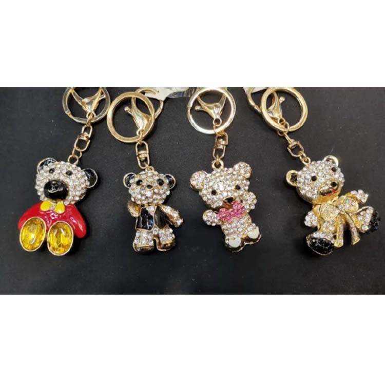 High Quality Crystal Rhinestone Bling Lovely Bear Keychain for Girl