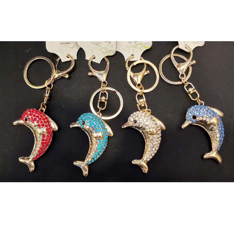 Wholesale Souvenir Gift Alloy Rhinestone Beach Ocean Sea Animal Dolphin Keychain