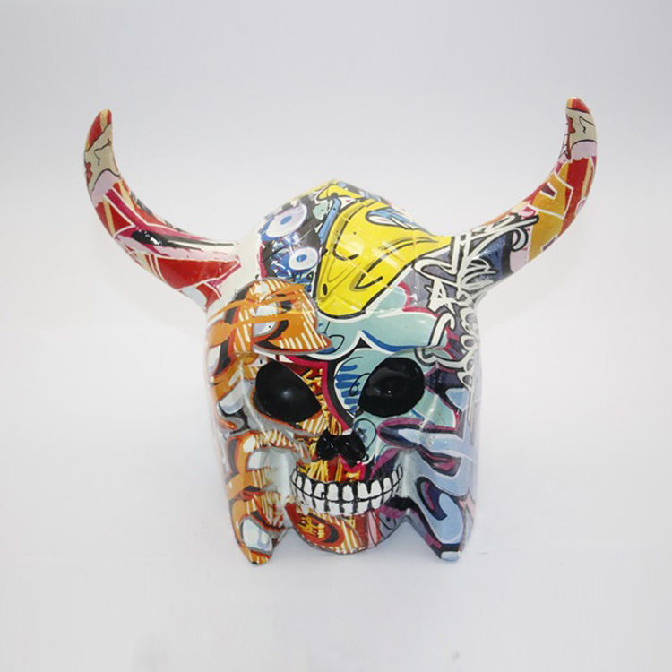 American Style Resin Demon Skull Sculpture for Halloween Festival Decoration