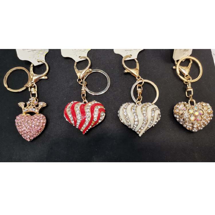 Wholesale Bag Accessories Cute Bling Rhinestones Heart Keychain