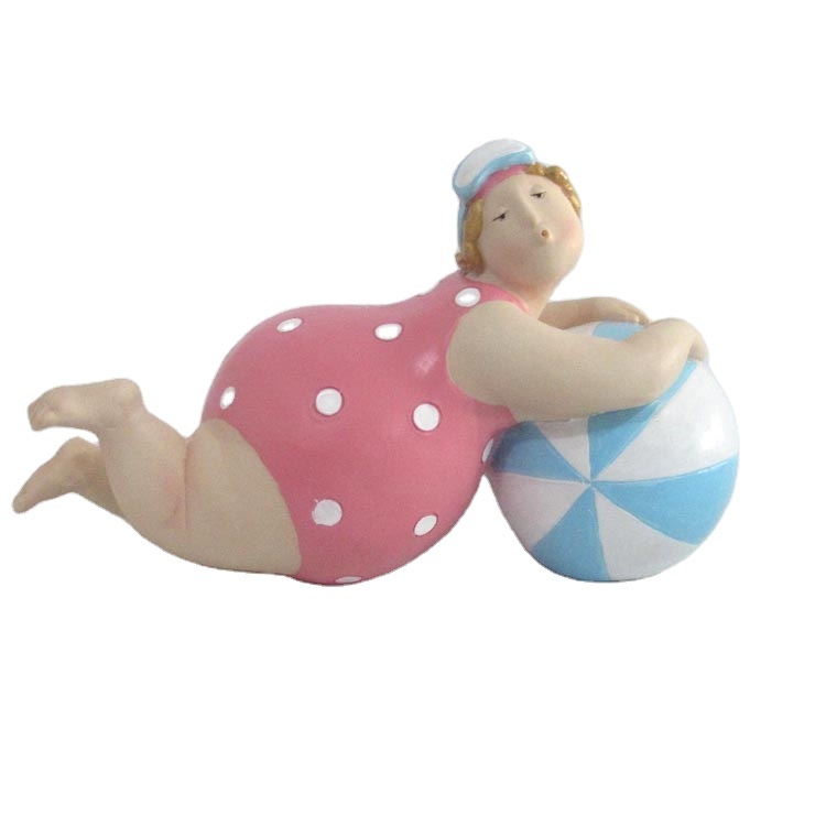 Wholesale Custom Cute Souvenir Figurine Resin Beach Lady Statue for Home Decoration