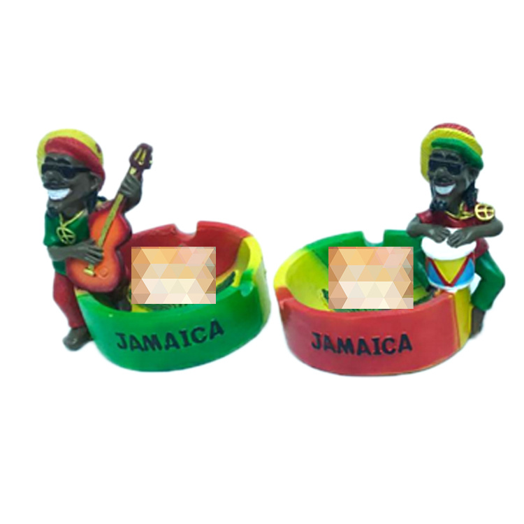 Factory Direct Portable Jamaica Hip Hop Man Rasta Ashtray Custom Resin Ash Tray