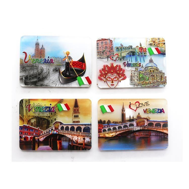 Custom Printing Acrylic Venice Italy Travel Souvenir Fridge Magnets