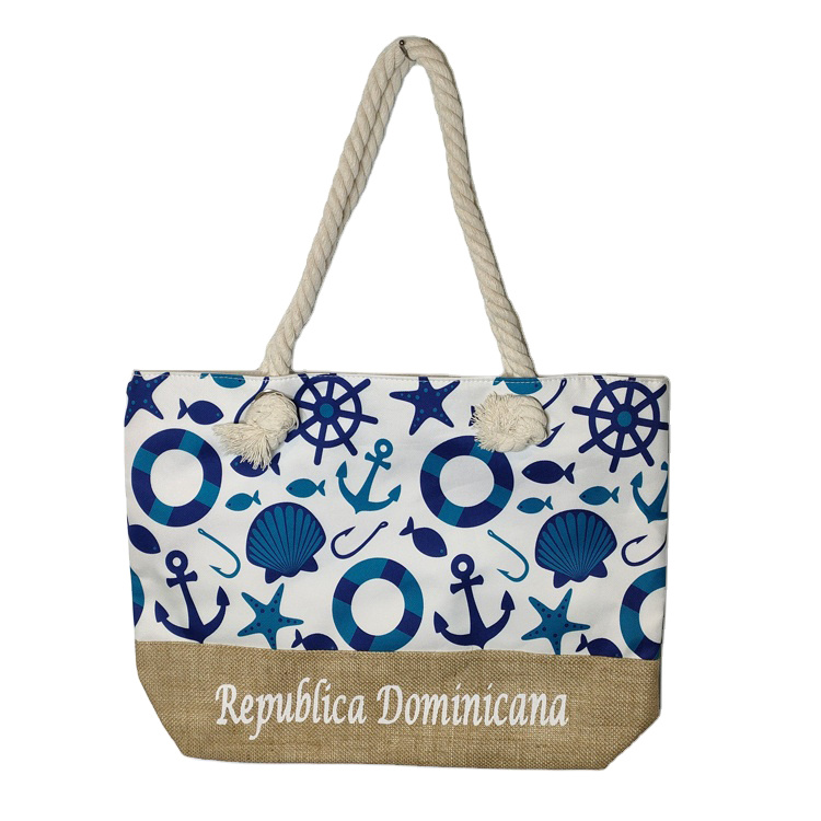 Custom Logo Printing Large Canvas Women Summer Tropical Floral Beach Bag