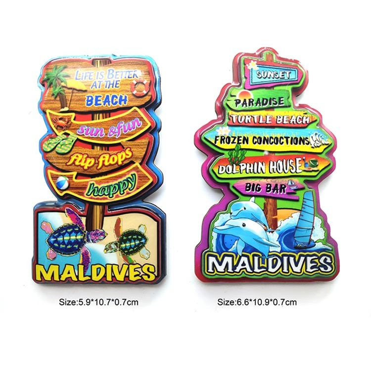 Maldives Souvenir Beach Landmark Wood Fridge Magnet