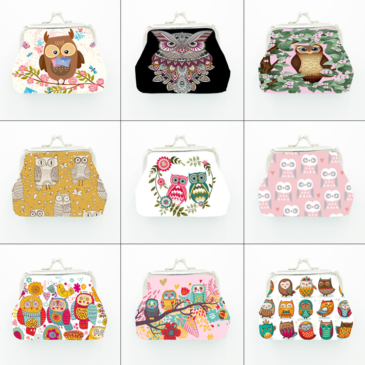 Wholesale PU Leather Women Cartoon Cute Owl Coin Purse