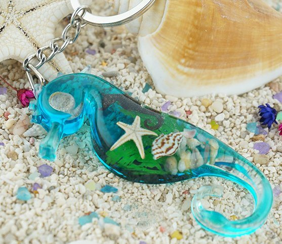 Ocean Series Beach Souvenir Keychain Resin Seahorse Keychain