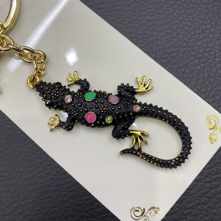 Wholesale Souvenir Gift Animal Shape Lizard Key Chain Alloy Rhinestone Lizard Keychain