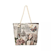 Custom Printed Cotton Canvas Zipper Travel Souvenir Paris Tote Bag