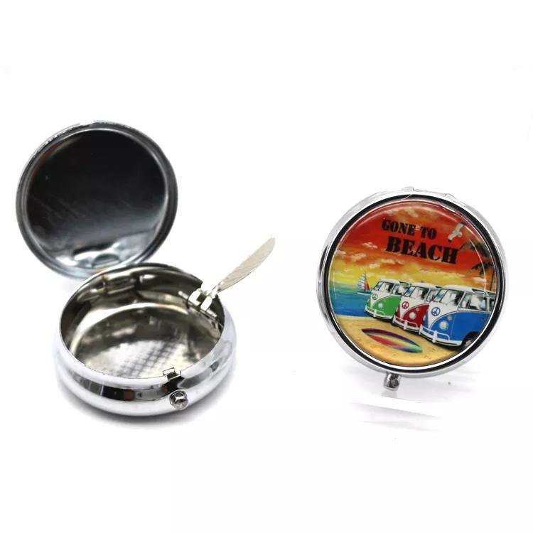 Wholesale Custom Logo Compact Pocket Steel Mini Portable Ashtrays Keychain