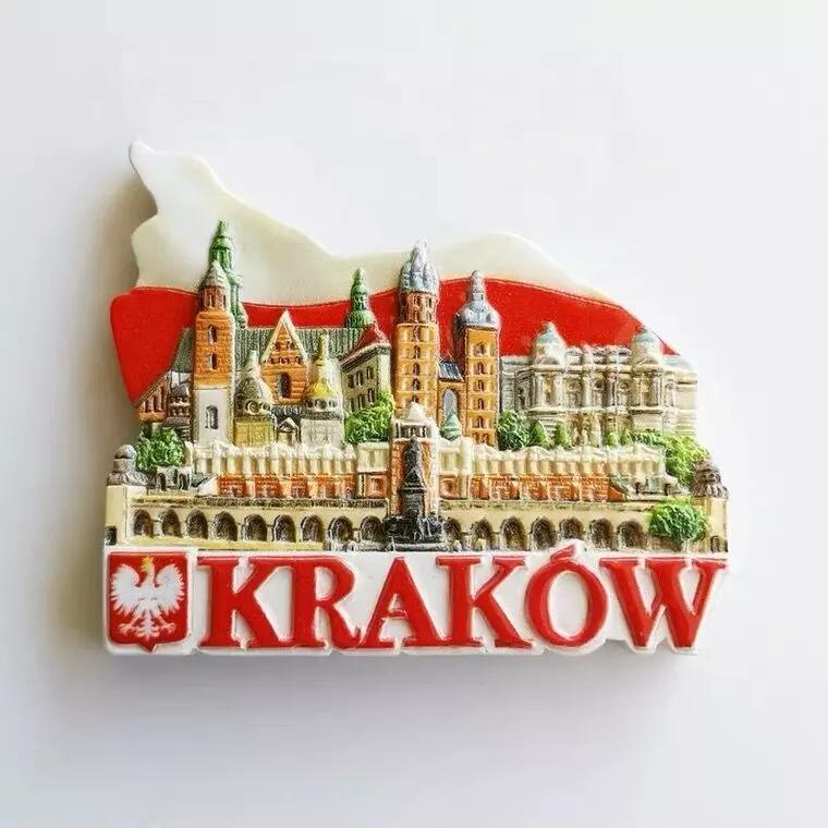 Wholesale Church Building Resin Souvenirs Poland Krakow Souvenir Fridge Magnet