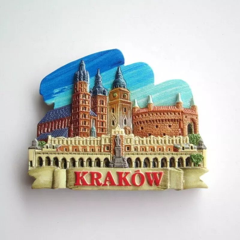 Customized Resin Printing Tourist City Magnet Krakow Cracow Poland Souvenir Fridge Magnet