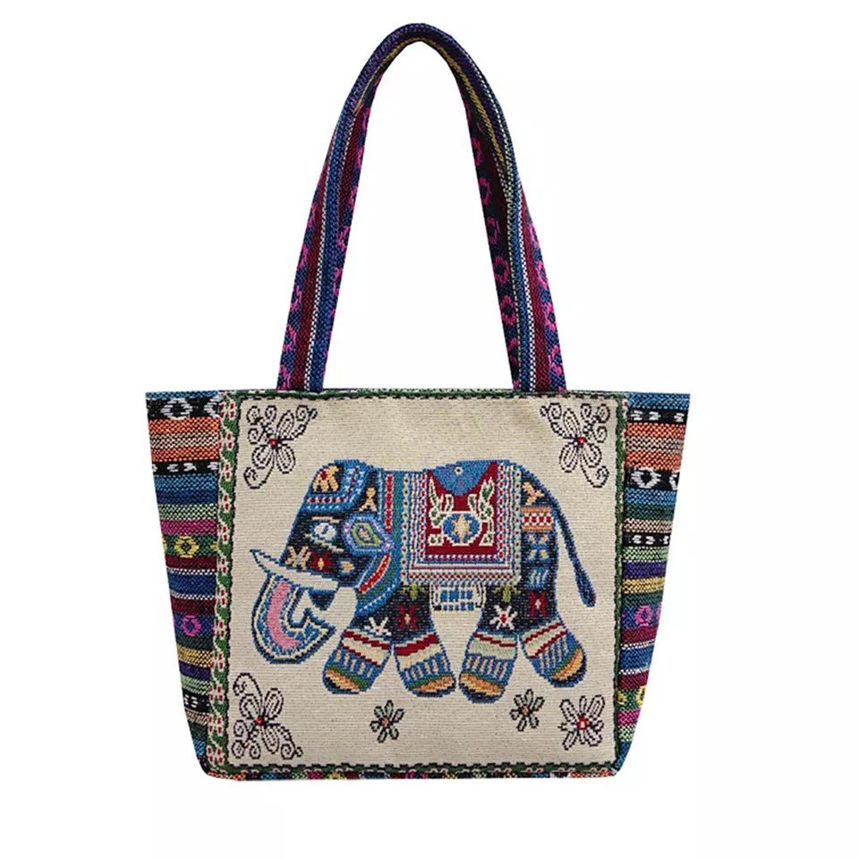 Wholesale National Style Shoulder Bag Thailand Elephant Tote Bag