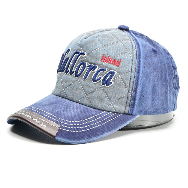 Wholesale Cotton Mallorca Souvenir Cap 5 Panel Embroidery Washed Baseball Cap