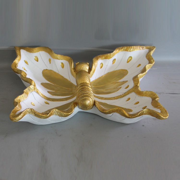 Wholesale Butterfly Storage Plate Golden Decorative Tray Tabletop Home Decorations Resin Crafts Arts