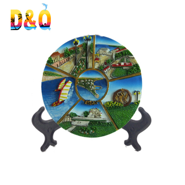 Factory Price Custom Resin Craft Tourist Souvenir 3D Landscape Plate for Home Decor