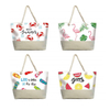 Customized Pattern Tourist Souvenir Straw Canvas Beach Tote Bag