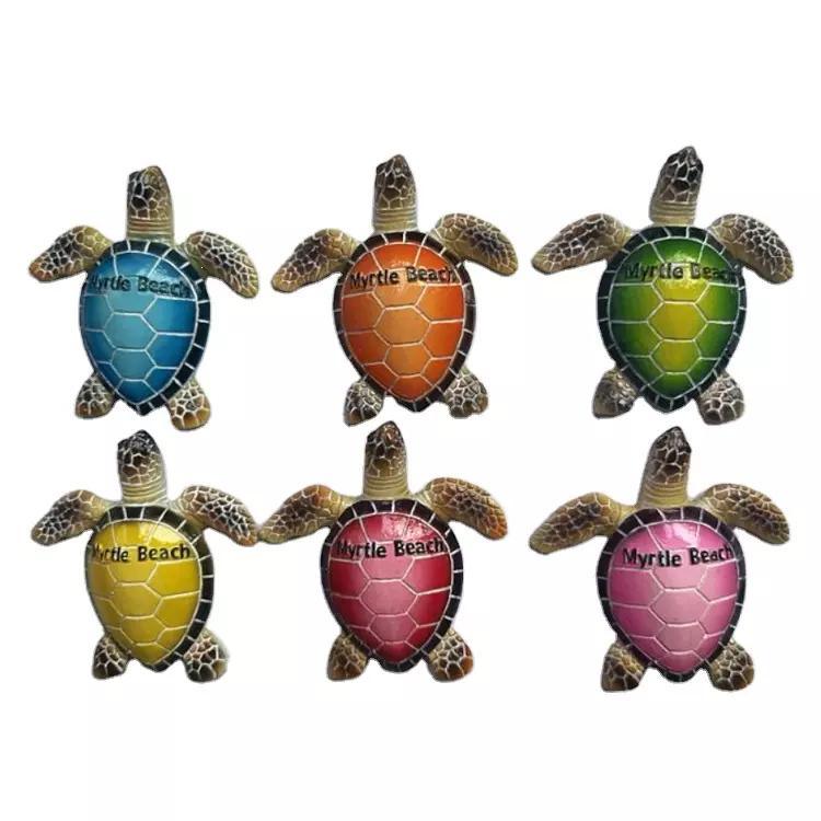 Factory Custom Resin Turtle Magnet Beach Tourism Souvenir 3D Polyresin Handmade Painting Fridge Magnet