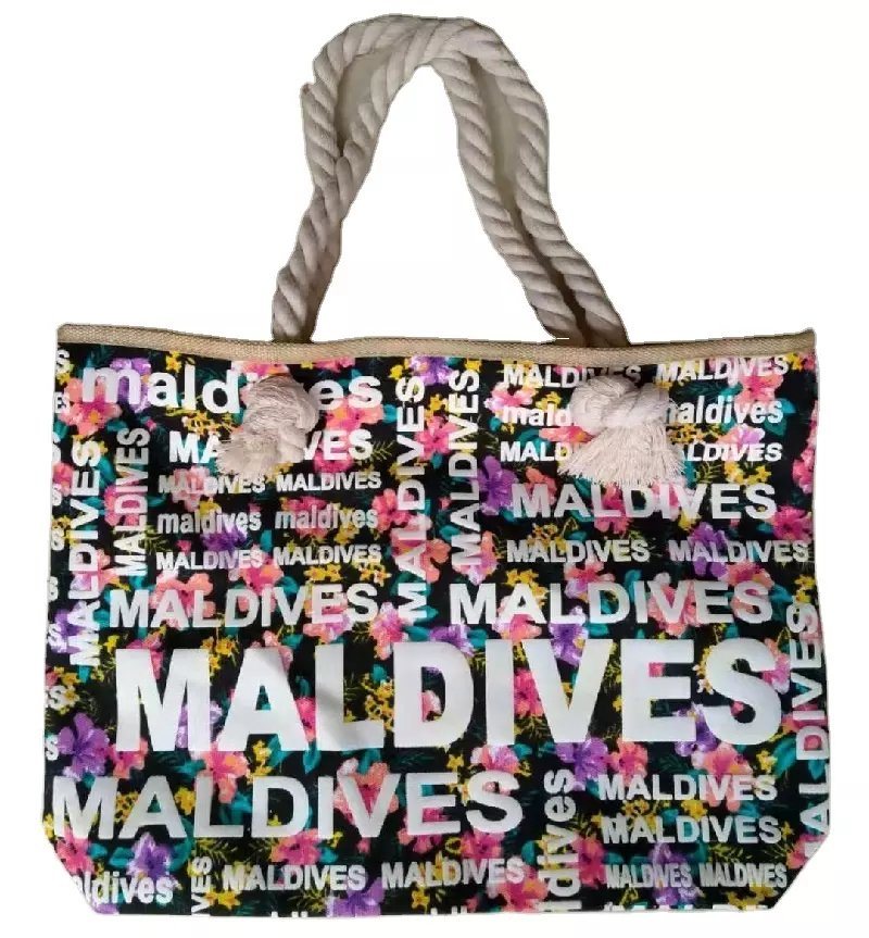 China Factory Beach Souvenir Casual Canvas Tote Bag Maldives Bahamas Beach Bag Custom Logo