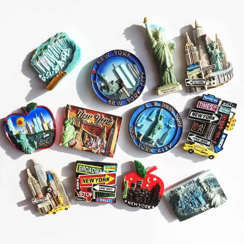 Wholesale Artifact Hand-Painted USA New York Travel Souvenir 3D Resin Fridge Magnets