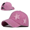 Wholesale Custom Cotton Washed Ponytail Baseball Hats Sequin Star Baseball Cap