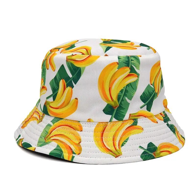 Wholesale Fruit Printed Unisex Summer Foldable Pineapple Banana Bucket Hats