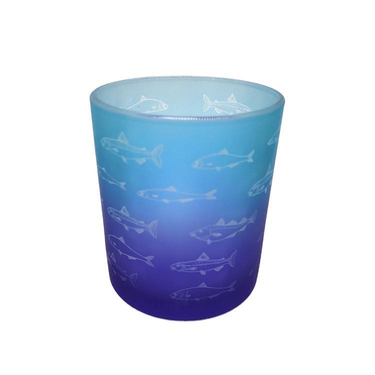 Wholesale Custom Beach Ocean Design Empty Frosted Glass Candle Jar