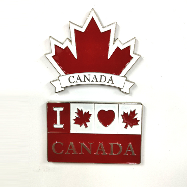Custom Metal Alloy Enamel Flag Maple Leaf I Love Canada Souvenir Keychain