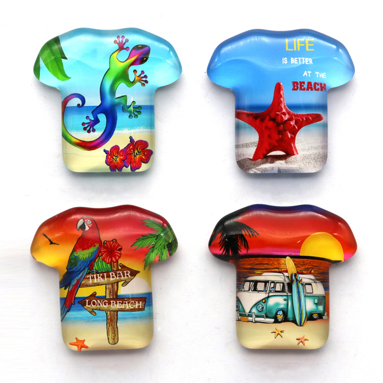 Custom Glass Refrigerator Magnet Island Beach Tourist Souvenir Star Fridge Magnet