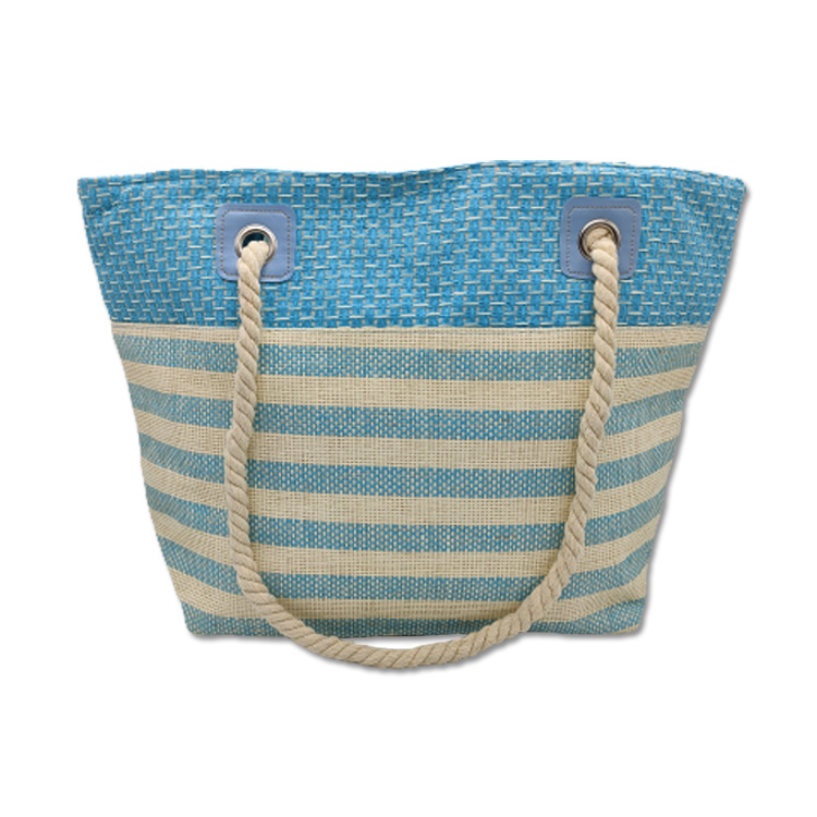 Wholesale Maldives Caribbean Islands Women Stripe Beach Souvenir Bag Linen Jute Tote Bag