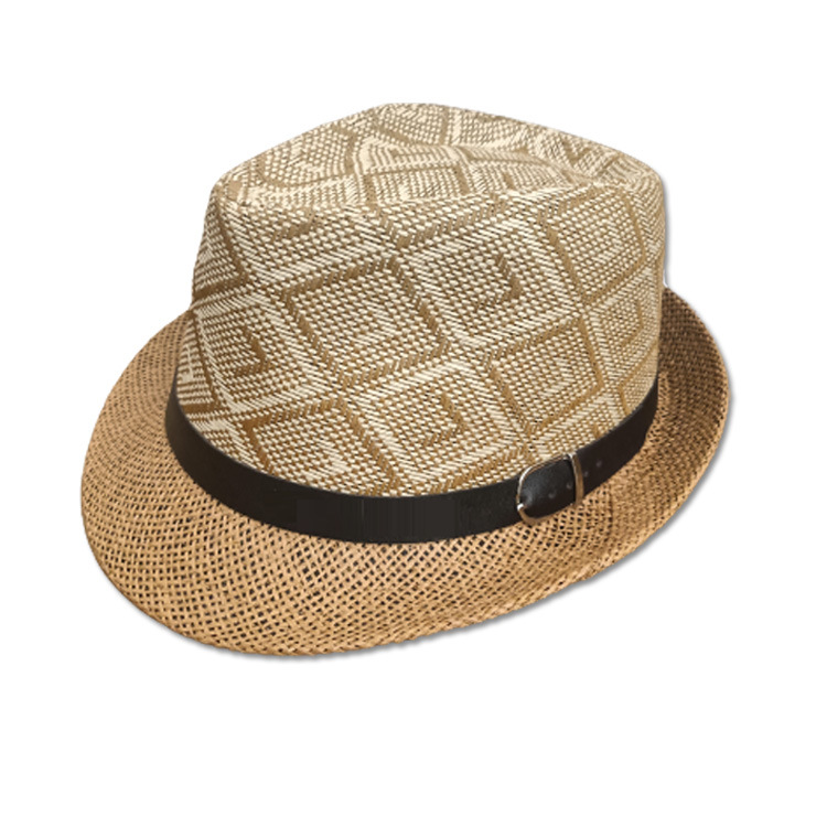 Wholesale Panama Fedora Straw Hat Men Beach Straw Caps with Custom Logo