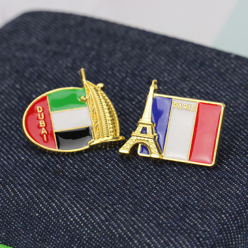 Wholesale Flag Tourist Souvenir Badge Custom Metal Epoxy Badge