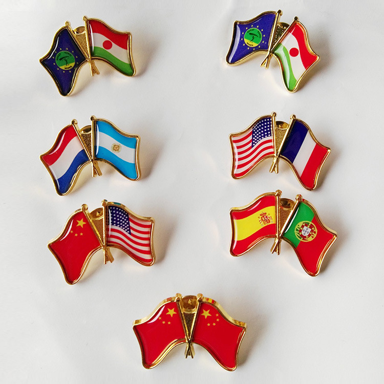 Wholesale Flag Tourist Souvenir Badge Custom Metal Epoxy Badge